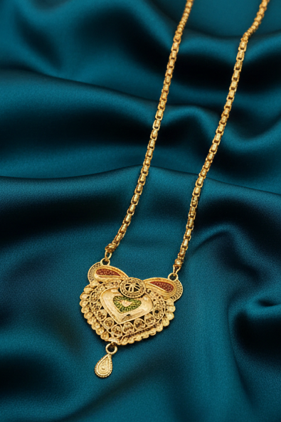 Traditional Gold plated Ki Mala Design With Chen Ladi Long Mangalsutra