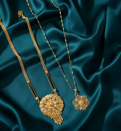 Mangalsutra Ki Mala Design With Moti Chen Ladi Lomg and short Combo Set [ BUY 1 GET 1 FREE ]