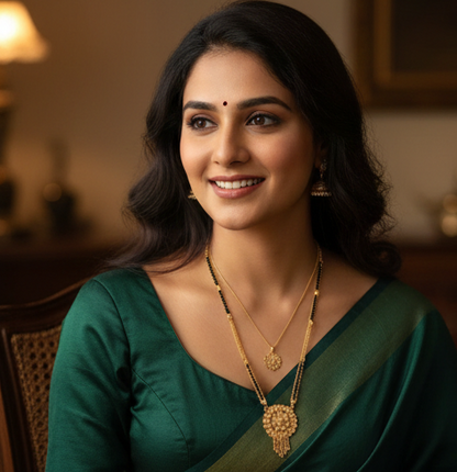 Mangalsutra Ki Mala Design With Moti Chen Ladi Lomg and short Combo Set [ BUY 1 GET 1 FREE ]