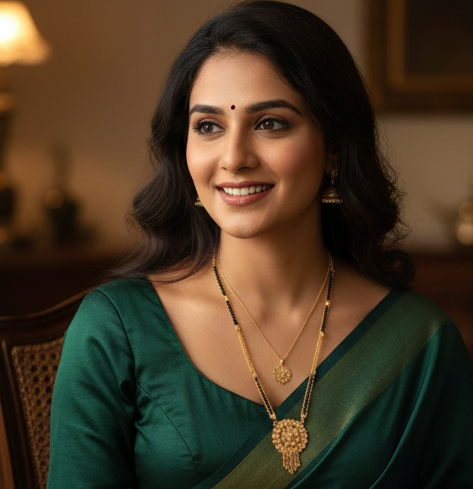 Mangalsutra Ki Mala Design With Moti Chen Ladi Lomg and short Combo Set [ BUY 1 GET 1 FREE ]