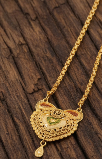 Traditional Gold plated Ki Mala Design With Chen Ladi Long Mangalsutra