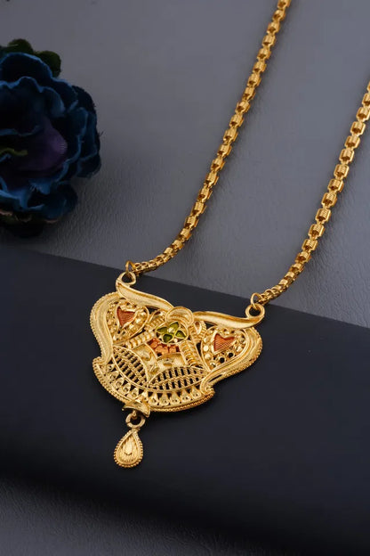 Traditional Gold plated Ki Mala Design With Chen Ladi Long Mangalsutra